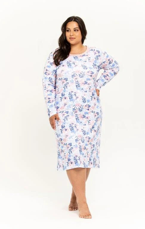 Taro, dámská noční košile 3261-Ginny, dlouhý rukáv, bílá s tiskem, vel. XXL