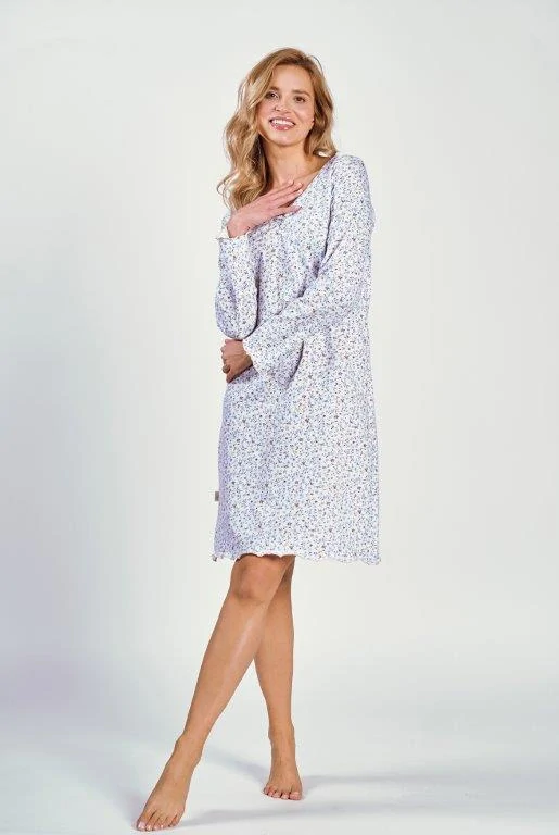 Dámská noční košile 3241-Ariella, dlouhý rukáv, bílá, vel. M, L