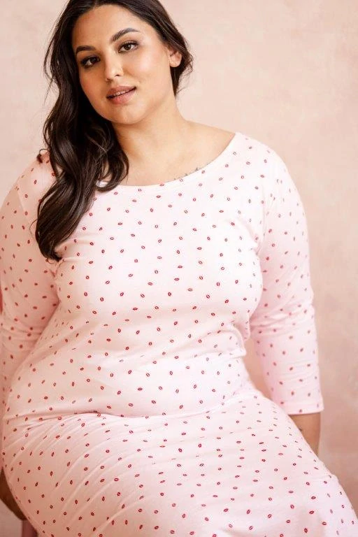 Taro, dámská noční košile 3260-Angie, dlouhý rukáv, růžová, vel. 4XL