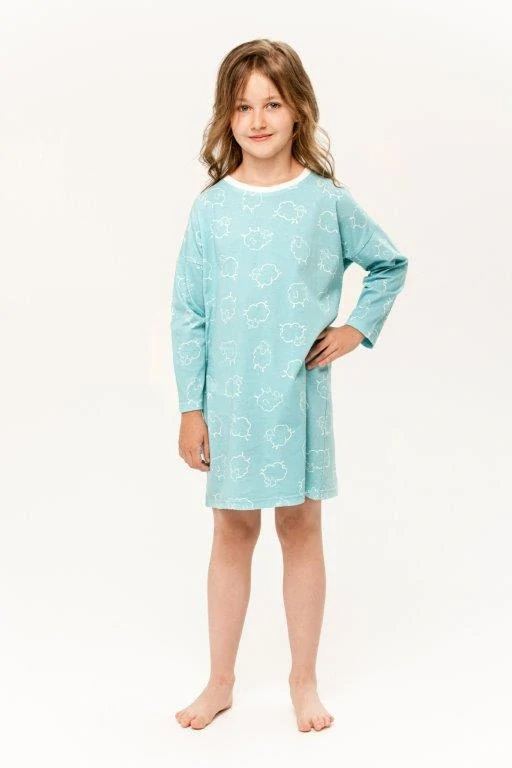 Taro, dětská noční košile 3278-Tabbie, dlouhý rukáv, tyrkysová, vel. 110