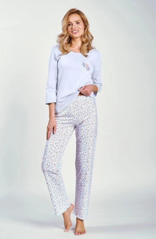 Taro, dámské pyžamo 3240-Ariella, dlouhý rukáv, světle modrá, vel. XL