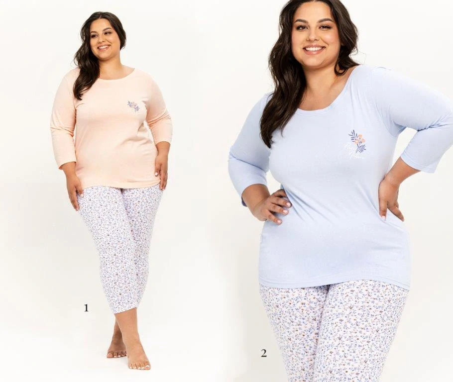 Taro, dámské pyžamo 3256-Ariella, dlouhý rukáv, meruňková, vel. XXL