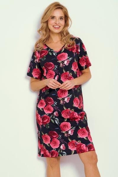 Taro, dámská noční košile 3346-Claire, krátký rukáv, tmavě modrá, vel. L