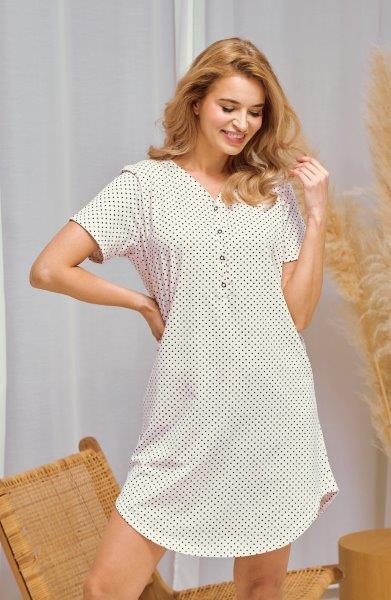 Taro, dámská noční košile 3326-Meg, krátký rukáv, bílá, vel. L