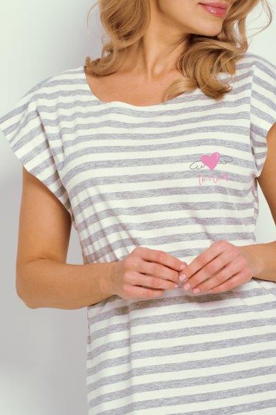 Taro, dámská noční košile 3354-Harper, krátký rukáv, bílá, vel. M