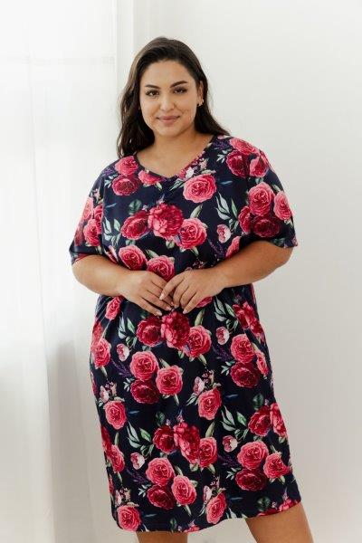 Dámská noční košile 3358-Claire, krátký rukáv, vel. XXL, 3XL