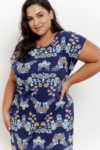 Taro, dámská noční košile 3363-Jodie, krátký rukáv, modrá, vel. 3XL