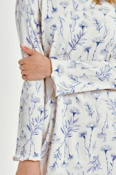 Taro, dámská noční košile 3455-Caroline, dlouhý rukáv, bílá, vel. L