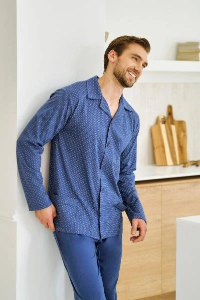 Taro, pánské propínací pyžamo 3483-Derek, modrá, vel. L