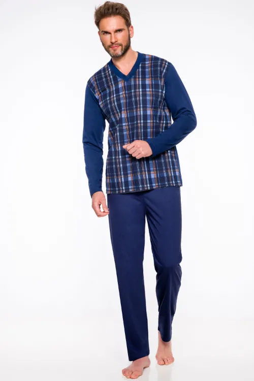 Taro, pánské pyžamo 004-Roman, dlouhý rukáv, šedý melír, vel. XXL 