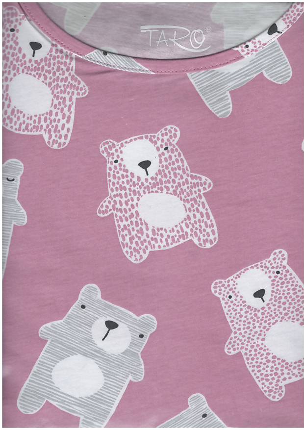 Taro, dívčí noční košile 2249-Molly, 3/4 rukáv, růžová s medvídky, vel. 146