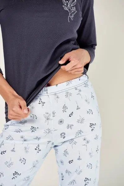 Taro, dámské pyžamo 2973-Magnolia, dlouhý rukáv, modrá, vel. S