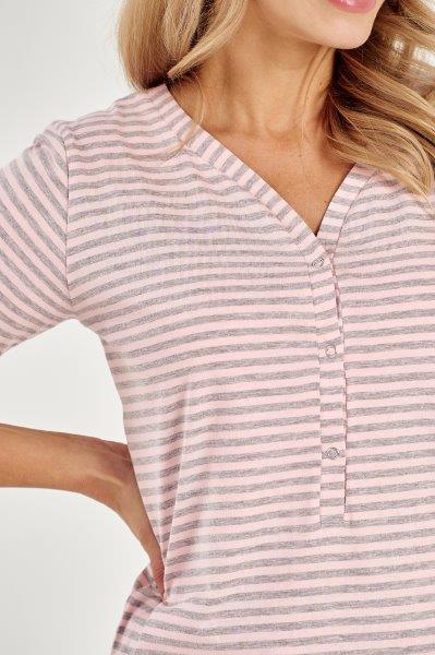 Taro, dámská noční košile 3125-Frankie, krátký rukáv, růžovo-šedá, vel. L