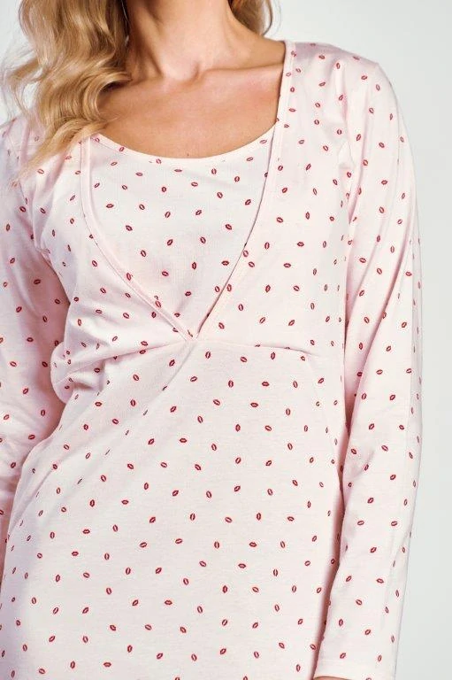 Taro, mateřská noční košile 3216, dlouhý rukáv, růžová, vel. M