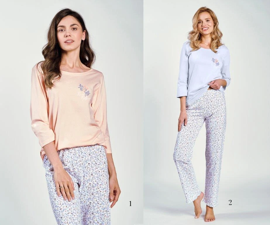 Taro, dámské pyžamo 3240-Ariella, dlouhý rukáv, meruňková, vel. S