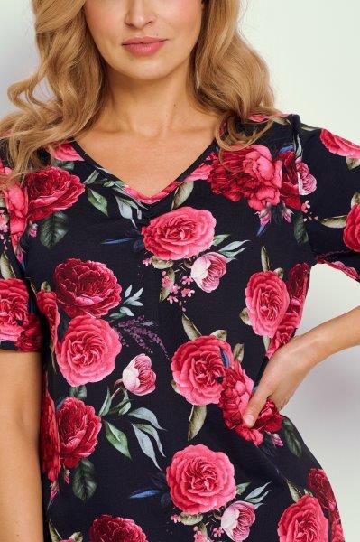 Taro, dámská noční košile 3346-Claire, krátký rukáv, tmavě modrá, vel. L