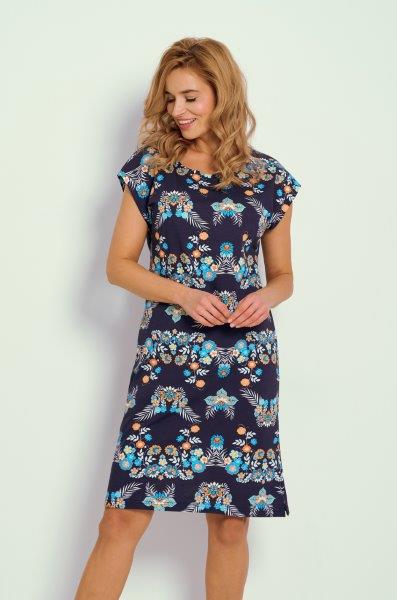 Taro, dámská noční košile 3330-Jodie, krátký rukáv, tmavě modrá, vel. L