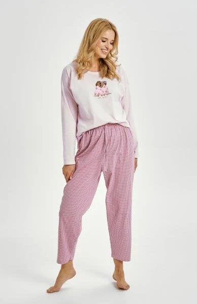 Dámské pyžamo 3434-Elisa, dlouhý rukáv, růžová, vel. M