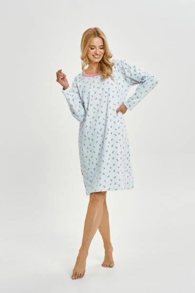 Taro, dámská noční košile 3447-Yolanda, dlouhý rukáv, světle modrá, vel. M