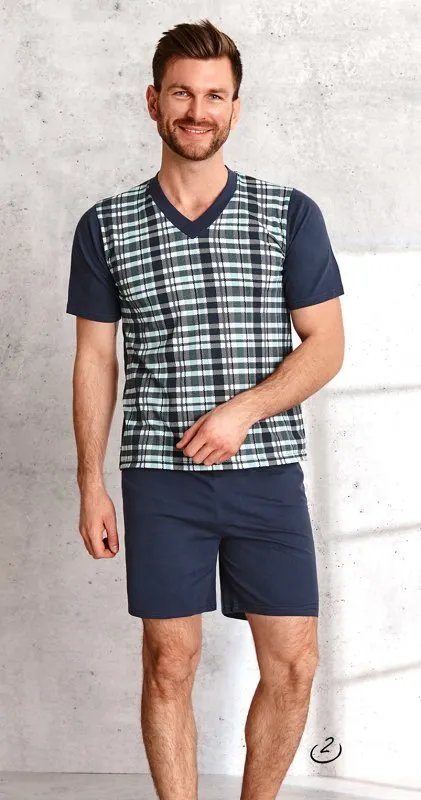 Taro, pánské pyžamo Roman 001, krátký rukáv, červená, vel. XXL