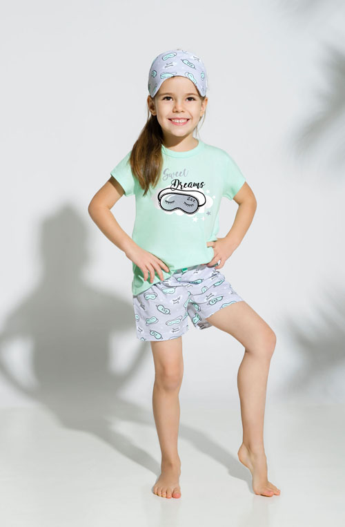 Taro, dívčí pyžamo 2201-Hania, krátký rukáv, meruňková, vel. 134