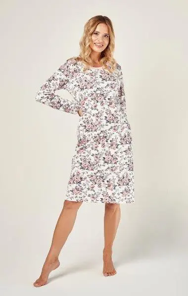 Taro, dámská noční košile 2999-Gardenia, dlouhý rukáv, smetanová, vel. S