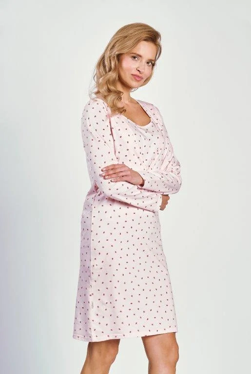 Taro, mateřská noční košile 3216, dlouhý rukáv, růžová, vel. M