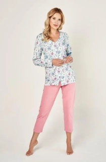 Dámské propínací pyžamo 2991-Valencia, dlouhý rukáv, vel. M, L, XL
