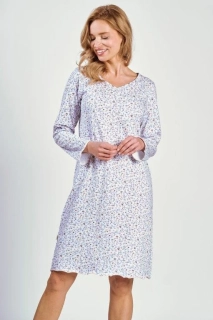 Dámská noční košile 3241-Ariella, dlouhý rukáv, bílá, vel. M, L