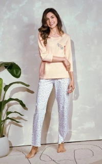 Dámské pyžamo 3240-Ariella, dlouhý rukáv, meruňková, vel. S, L, XL