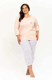 Dámské pyžamo 3256-Ariella, dlouhý rukáv, meruňková, vel. XXL, 3XL
