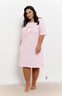 Dámská noční košile 3365-Isla, krátký rukáv, růžová, vel. 4XL, 5XL, 6XL