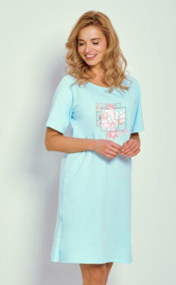 Dámská noční košile 3327-Isla, krátký rukáv, modrá, vel. M, XL