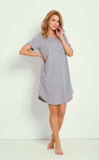 Dámská noční košile 3326-Meg, krátký rukáv, šedá, vel. L, XL