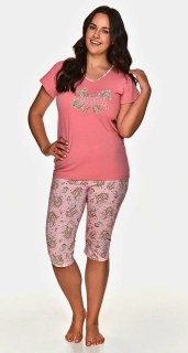 Dámské pyžamo 2699-Mila, krátký rukáv, růžová, vel. 4XL, 6XL