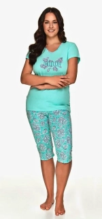 Dámské pyžamo 2699-Mila, krátký rukáv, modrá, vel. 4XL