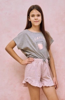 Dívčí pyžamo 3172-Frakie, krátký rukáv, šedá, vel. 146