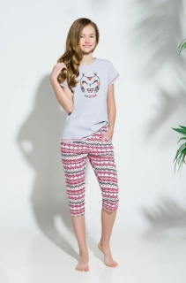Dívčí pyžamo 2210/1-Beki, krátký rukáv, šedá, vel. 146, 152