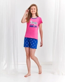 Dívčí pyžamo 2383/2-Eryka, krátký rukáv, růžová, vel. 146, 152 158