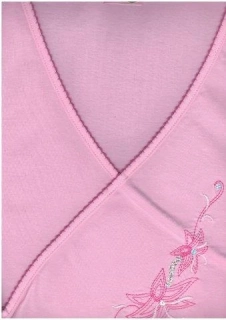 Mateřská noční košile 113-Asia, dlouhý rukáv, růžová s výšivkou, vel. XL