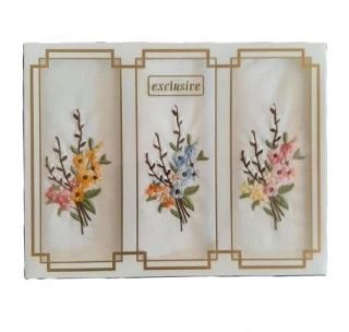 Dámský kapesník L25, výšivka, balení 3 kusy