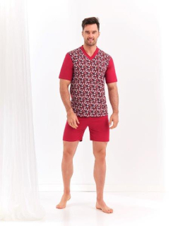 Taro, pánské pyžamo Roman 294/1, krátký rukáv, červená, vel. 4XL