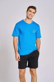 Taro, pánské pyžamo 3191-Ryan, krátký rukáv, modrá, vel. 3XL
